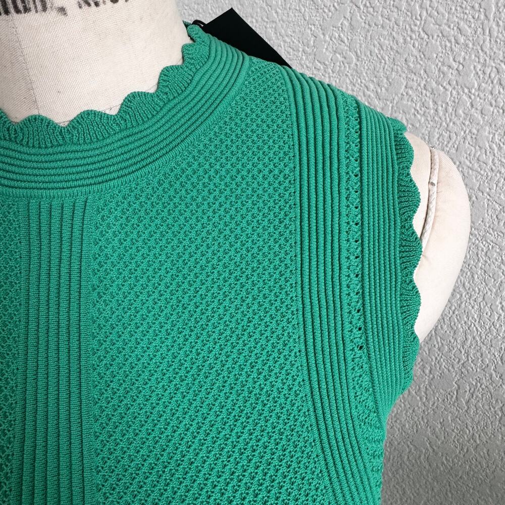 The Kooples | NWT Kelly Green Knit Pointelle Fit & Flare Dress Size 0/XS - Picture 6 of 12